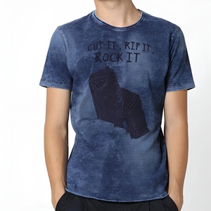 Camiseta Personalizada para Hombre, Talla Grande, 100% Algodón, Tejido Grueso, Detalle de Parche, 260 g/m², Estilo Urbano, Retro, Lavado, Lisa - Product Image 1