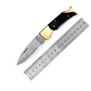 Couteau de poche pliant sur mesure en acier Damas 2025, pointe tombante, couleur personnalisée, prix bas, vente en ligne pour le camping en extérieur, OEM - Product Image 1