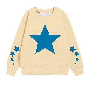 Sweat-shirt à col rond imprimé étoiles pour enfants, haut en molleton tricoté décontracté à manches longues, design à manches régulières, vêtements d'automne et d'hiver - Product Image 1