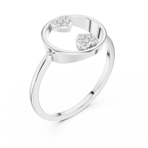 Anillo minimalista con flor de forma redonda y diamante de corte redondo para mujer, banda de oro macizo de 14k, ideal para regalo, compromiso, aniversario, boda. - Product Image 5