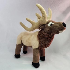 Jouets en peluche personnalisés en forme d'animaux (Élan, Renne) marron, super doux, en coton PP, avec accessoires brodés, pour achat en gros en ligne - Product Image 2