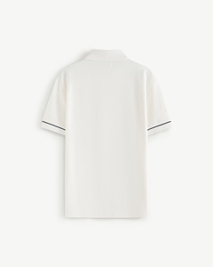 เสื้อยืดแขนสั้นผู้ชายคุณภาพสูง ผ้าริบเนื้อนุ่ม ระบายอากาศได้ดี พิมพ์ลายสไตล์คาเฟ่ ติดกระดุม ทรงปกติ ผลิตในเวียดนาม ความยาวปกติ - Product Image 2
