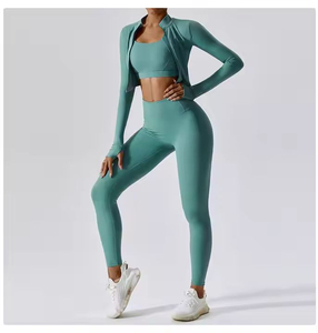 Conjunto de Yoga de 3 Piezas para Mujer, Diseño Personalizado, Logotipo Frontal Sólido, 100% Algodón Resistente, Nuevo Estilo, Superventas - Product Image 2