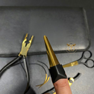 Professional Gold Hair Extension Tools <b>Set</b> – Stainless Steel Plier Kit with Cutting Scissors <b>Razor</b> & Crochet Needle for Salon - Product Image 5