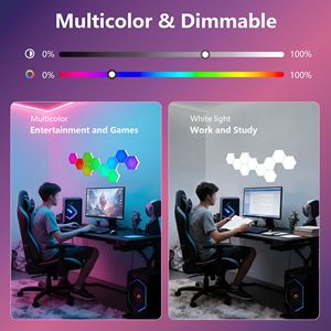 Pannelli LED Esagonali da Parete, Set da 10, Luci RGB per Gaming, Controllo Smart tramite APP, Piastrelle Esagonali Modulari con Espansione a Scorrimento - Product Image 5