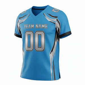Ensemble de maillot et short de football américain personnalisé, sublimé, respirant, anti-UV, avec logo sur le devant, 100 % polyester - Product Image 1