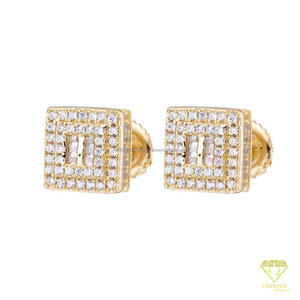 Boucles d'oreilles tendance carrées en diamant de laboratoire, en argent sterling 925 plaqué or, bijoux de luxe sertis de pierres - Product Image 6