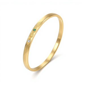 Modern Minimal 10K Solid Gold Diamond & Emerald <b>Bangle</b> <b>Bracelet</b> for Women Elegant Fine Jewelry Custom OEM Design - Product Image 6