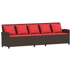 Conjunto de Sofás Grandes para Patio de 5 Piezas en Ratán PE Marrón con Fundas Removibles para Jardín - Product Image 2
