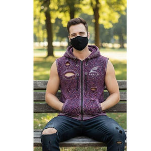 Camiseta sin mangas de alta calidad para gimnasio, chaleco deportivo ajustado, sudadera con capucha sin mangas, sudaderas con capucha básicas de mezcla de algodón. - Product Image 1