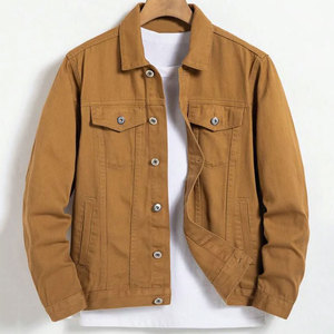 Chaqueta de Mezclilla para Hombre, 100% Algodón, con Cuello Alto y Logotipo Personalizado Impreso en la Parte Delantera, Tallas Grandes, Chaqueta de Invierno, Precio Bajo, Alta Calidad - Product Image 1