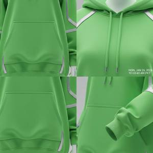 Sweat-shirt à capuche surdimensionné pour femme en tricot vert néon, style streetwear premium, esthétique cyber-tech, idéal pour l'hiver - Product Image 3