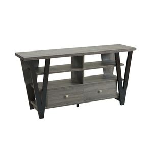 <b>Tall</b> <b>TV</b> Stand Cabinet Two Drawers with Metal Glides and Square Knob Handles Two Divided Shelf Tiers - Product Image 5