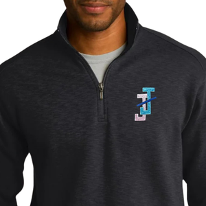 Pull à col zippé en molleton flammé anthracite pour homme, brodé, à manches longues, décontracté, pour l'hiver, vêtement de mode - Product Image 5