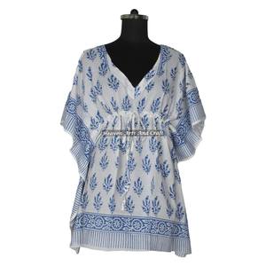 Robe de soirée africaine pour femmes, robes ethniques, robes courtes kaftan pour femmes KFCS133, meilleure fabrication de robes pour femmes avec impression à la main - Product Image 1