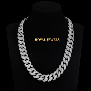 925 Sterling <b>Silver</b> Moissanite Cuban Link Chain <b>Necklace</b> Iced Out Hip Hop Jewelry <b>for</b> <b>Men</b> Women Gift Party Wear - Product Image 1