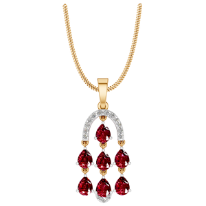 Collier goutte de pierre de naissance rubis pour femme 14k/18k plaqué or blanc taille poire diamant pierres précieuses pendentif pendentifs fins breloques - Product Image 1