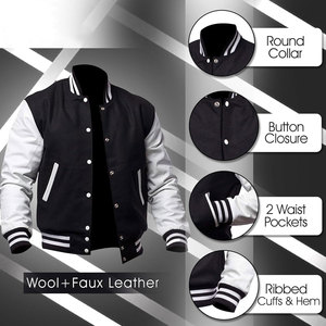 Chaqueta de Béisbol Varsity para Adultos y Jóvenes, Ligera, con Cuello Alto y Logotipo Bordado en Dorado y Carmesí, Chaqueta Personalizada para Hombre - Product Image 6