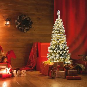 Albero di Natale a forma di matita, innevato, preilluminato, 4,5 piedi, con 150 luci LED - Product Image 4