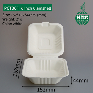 Dùng một lần phân hủy sinh học 6 "Burger vỏ sò hộp thức ăn nhanh container cho sinh thái thân thiện takeout bao bì làm mía bã mía - Product Image 4