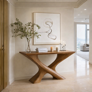 Mesa de Consola de Madera Natural, Muebles Modernos Hechos a Mano para Sala de Estar, Hotel, Muebles de Madera Sólida de Alta Gama para Entrada y Villa - Product Image 2