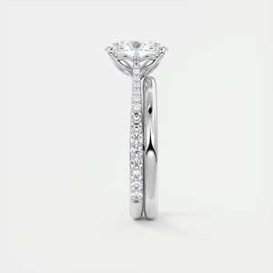 Anillo de compromiso solitario floral con diamante cultivado en laboratorio de corte ovalado de 1.85 quilates, engaste catedral real con pavé, en oro blanco de 14K - Product Image 1