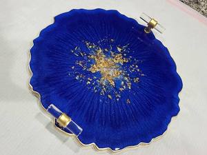 Modern Luxury Resin Serving Tray with Gold Leaf Hexagon Shape Polished Finish Dishwasher Safe Multifunction for Table Use - Product Image 4