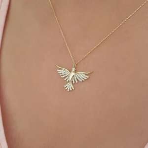 Collier Pendentif Oiseau Colombe Volante, Breloques Hip Hop, Pendentif Moissanite Diamant Sertie, Pendentif Oiseau de Luxe en Argent 925 - Product Image 3