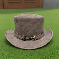 Chapeau haut-de-forme en cuir vieilli fait main, sur mesure, de qualité supérieure, pour festival western ou costume steampunk