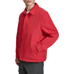 Men's Red <b>Canvas</b> Shirt Jacket Turn-Down Collar Button Closure Casual Outerwear Regular Fit Autumn Wear - Product Image 2