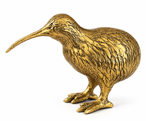Sculpture artisanale en laiton d'oiseau kiwi, figurine d'oiseau exotique sans ailes, statue métallique détaillée d'oiseau sauvage, ornement de décoration de luxe pour la maison - Product Image 3