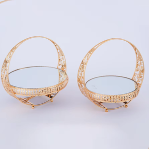 Round Metal Cake <b>Stand</b> With Gold Finish Butterfly Design <b>Mirror</b> Base 2 Pieces Reusable Cake Tools - Product Image 6