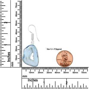 Boucles d'oreilles pendantes ethniques pour femmes, plaquées argent, avec pendentif en forme de tranche de Druzy, bijoux fantaisie en gros, cadeau idéal pour les fêtes, Inde - Product Image 3