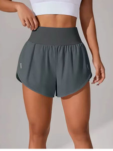 Nouveaux shorts de sport vintage taille haute pour femme en tissu Oxford, pantalon de yoga 2-en-1, séchage rapide, anti-reflet, coupe régulière, avec cordon de serrage - Product Image 6