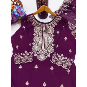 Mono de fiesta bordado con Secuencia de diseñador, elegante traje Sharara para ocasiones especiales - Product Image 4