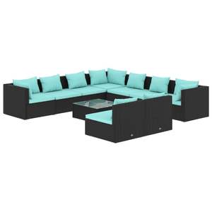 Conjunto de Muebles de Jardín Negros con Cojines Azul Agua - Product Image 2