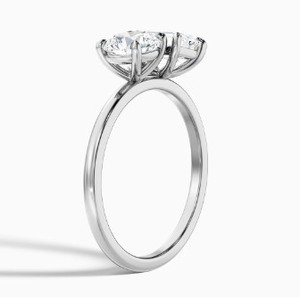 Round and <b>Emerald</b> Cut Moissanite <b>Ring</b> 925 Sterling <b>Silver</b> Yellow Gold Plated Two Stone Engagement <b>Ring</b> Dainty Wedding Jewelry - Product Image 3