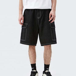 Shorts en jean vintage délavé coupe ample jambe large décontracté streetwear surdimensionné multi-poches unisexe - Product Image 4