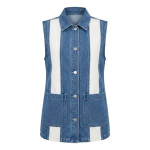 Custom <b>womens</b> denim vest <b>utility</b> streetwear rigid denim wholesale factory for U.S. fashion brands - Product Image 4