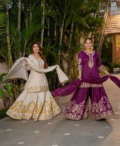 Conjunto Sharara de Crepé Francés Pesado con Estampado Floral Elegante de Kritva Fashion, Dupatta, para Mujer, Largo hasta la Rodilla, Corte Regular, Materiales Reciclados - Product Image 2