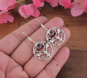 Boucles d'oreilles pendantes de luxe en argent sterling 925 avec pierre précieuse turquoise, filigrane, faites à la main, découpées rondes, pour femme, cadeau OEM, vente en gros - Product Image 1