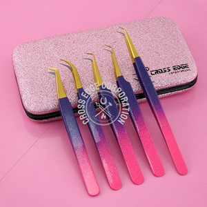 Pince à cils en gros, pince à cils à pointe en fibre à 45 et 90 degrés, pince à cils en acier inoxydable pour artiste en extensions de cils - Product Image 3