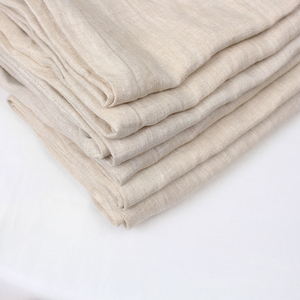 Pantalon décontracté pour homme en coton beige avec cordon de serrage, taille élastique, léger, pour l'été, avec poches latérales, tissé uni - Product Image 4