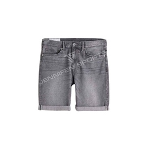 Tela vaquera corta de algodón 100% OEM de alta calidad para hombre, Etiqueta interior, bolsillos delanteros y traseros, cierre de botón con trabillas para cinturón - Product Image 1