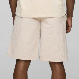 Pantalones Cortos Bermuda de Algodón Beige para Hombre, Cintura Media, Cierre Elástico, Estilo Casual, Color Sólido, Bolsillos, Tejido Transpirable - Product Image 4