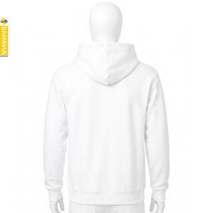 <b>Men's</b> White Hooded Sweatshirt Regular Fit Cotton French Terry Casual <b>Pullover</b> with Pocket Autumn Wear - Product Image 1