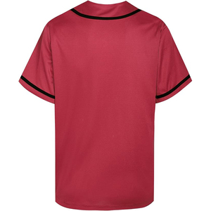 Maillot de baseball unisexe rouge à manches courtes, boutonné sur le devant, en polyester anti-humidité, coupe classique pour adulte, couleur unie, vêtement de sport - Product Image 2
