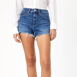 Shorts en jean décontractés pour femmes, taille haute, respirants, écologiques, imperméables, séchage rapide, pour l'été, service OEM, logo personnalisé - Product Image 2