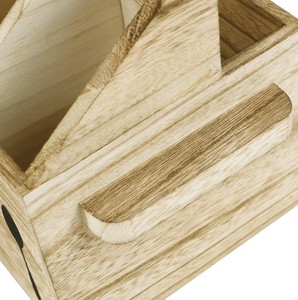 Acacia Wood Flatware <b>Caddy</b> with 3 Compartments Portable Cutlery Organizer Box Rustic <b>Kitchen</b> Utensil Holder with Handle - Product Image 5