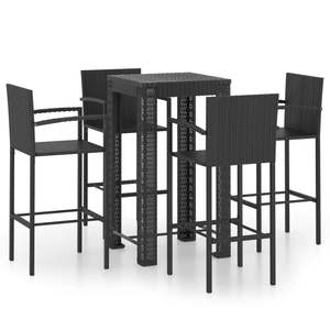 Conjunto de Bar de Jardín de Ratán PE Negro con Reposapiés de Acero con Recubrimiento en Polvo, Muebles Duraderos para Exteriores - Product Image 2